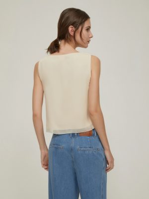 Embroidered Georgette Top - Vanilla