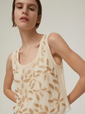 Embroidered Georgette Top - Vanilla