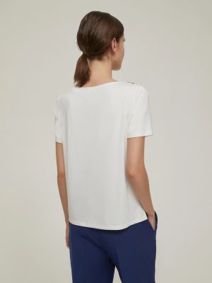 Crepe de Chine and Jersey T-Shirt - Ivory