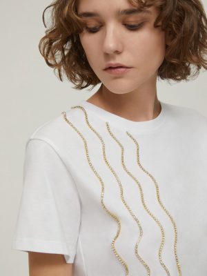 Jewel-Detail T-Shirt - White