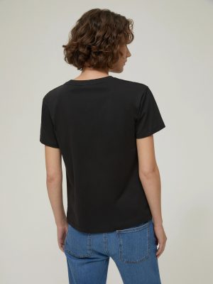 Jewel-Detail T-Shirt - Black