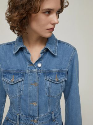 Lightweight Denim Shirt Dress in Blue