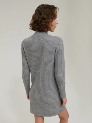 Cable-Knit Dress in Grey with Classic Texture