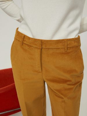 Straight-Fit Velvet Trousers - Mustard