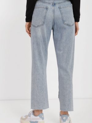High-Cut Cropped Jeans with Dark Inserts - Light Blue