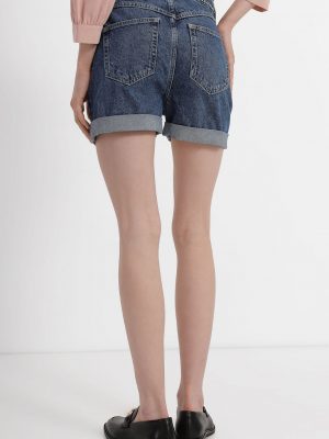 High Rise Blue Wide Leg Denim Shorts