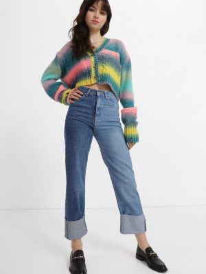 Women's Two-Tone Cropped Jeans