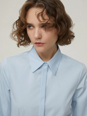 Slim-Fit Poplin Shirt - Light Blue