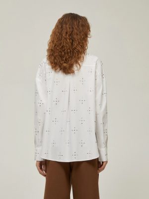 Oversized Rhinestone Shirt - White