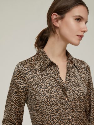 Patterned Satin Shirt - Camel