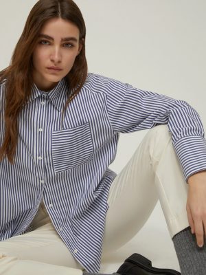 Oversized Poplin Shirt - Navy