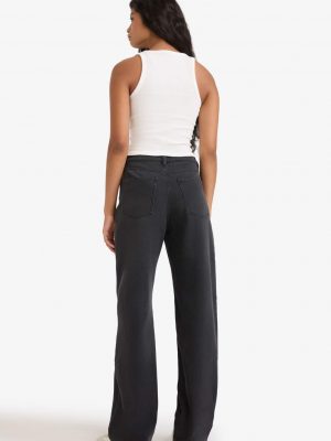 Relax Fit High Waist Straight Leg Long Jeans - Anthracite