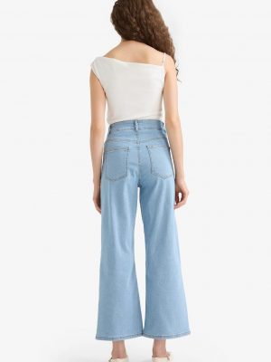 Culotte High Waist Crop Fit Jeans - Light Blue