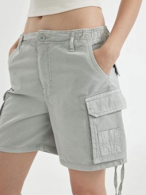 Regular Fit Gabardine Normal Waist Short Leg Shorts - Grey