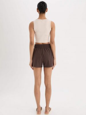 Standard Fit Flexible Textured Swim Shorts - Brown