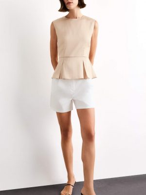 Satin High Waist Short Leg Shorts - White