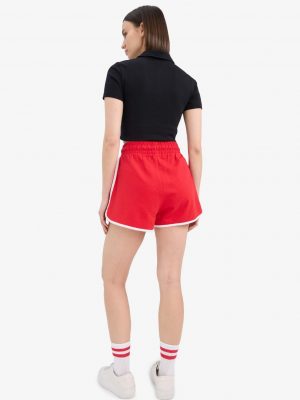 Regular Fit Thick Sweatshirt Fabric Shorts - Red