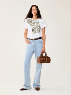 Sky Blue Sculptural Bootcut Jeans