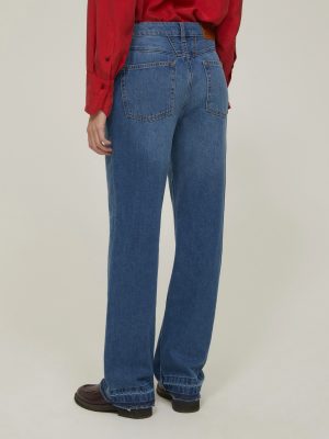 Midnight Navy Unstitched Straight Jeans