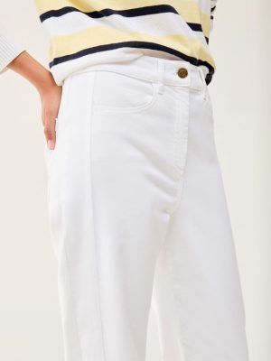 Pristine Ivory Bull Denim Straight Jeans
