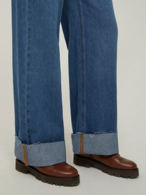 Raw-Cut Relaxed Puddle Jeans