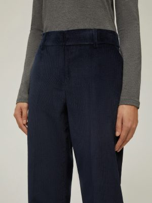 Midnight Corduroy Pleated Tapered Trousers