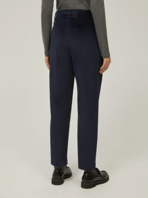 Midnight Corduroy Pleated Tapered Trousers