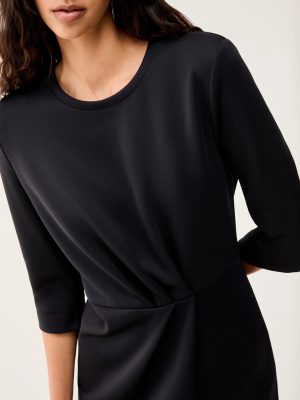 Midnight Modal Pleat-Front Slim Dress