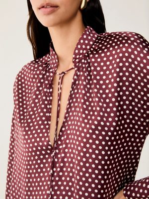 Ivory Recycled Satin Mandarin Collar Dress