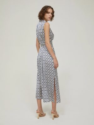 Midnight Floral Reverse-Pleat Satin Dress