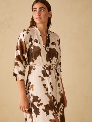 Azure Kimono-Sleeve Recycled Satin Dress