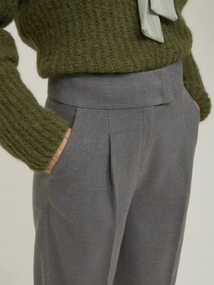 Chestnut Velvet-Finish Straight-Leg Trousers