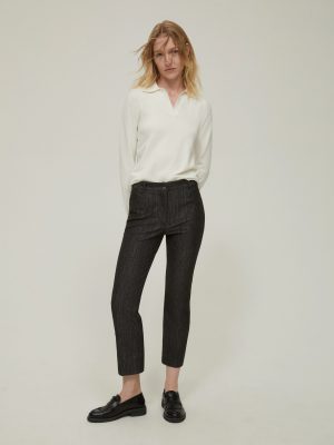 Desert Khaki Gabardine Ankle Trousers