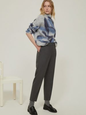 Midnight Onyx Jersey Denim Flare Trousers