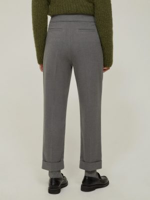 Chestnut Velvet-Finish Straight-Leg Trousers
