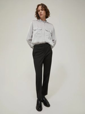 Azure Printed Fluid Twill Trousers