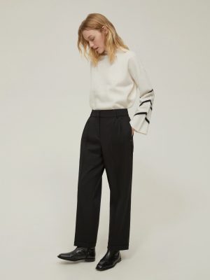 Midnight Onyx Wool Twill Tapered Trousers