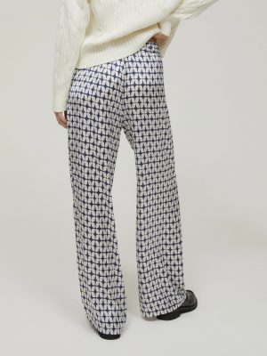 Vanilla Cream Fluid Satin Slit Trousers