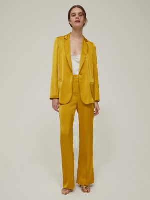 Midnight Onyx Slit-Hem Tapered Trousers