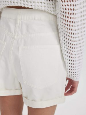 Pristine Ivory Folded Denim Shorts