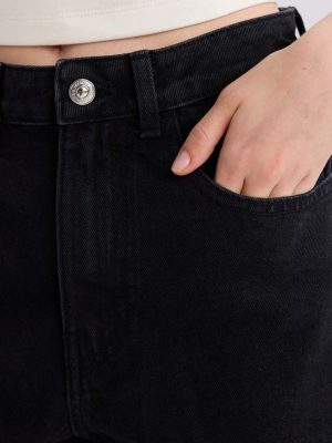 Midnight Onyx High-Waist Denim Shorts