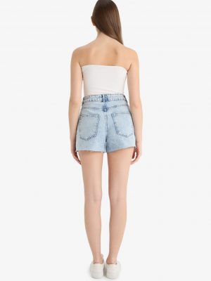 Azure Indigo High-Waist Denim Shorts