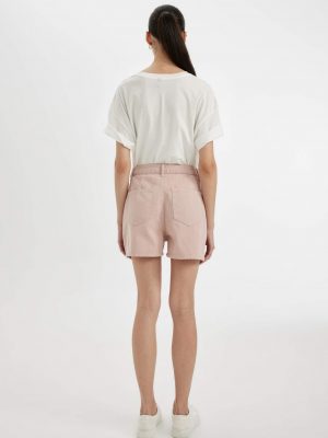 Petal Rose High-Waist Gabardine Shorts