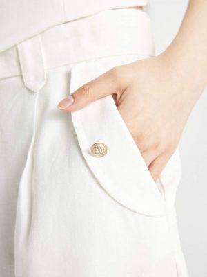 Pristine Ivory Linen-Blend Crop Shorts