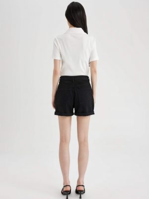 Midnight Onyx High-Waist Denim Shorts