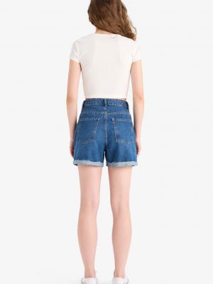 Midnight Indigo High-Waist Crop Denim Shorts