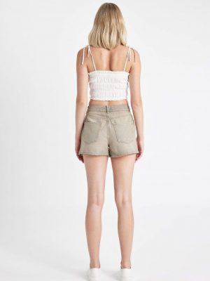 Slate Shadow Architectural Denim Shorts