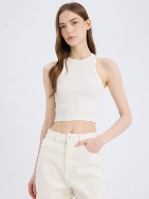 Pristine Ivory Folded-Hem Denim Shorts