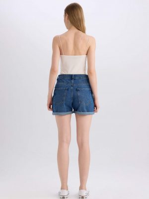 Midnight Indigo High-Waist Denim Shorts