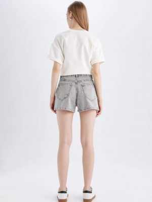 Slate Shadow Architectural Denim Shorts